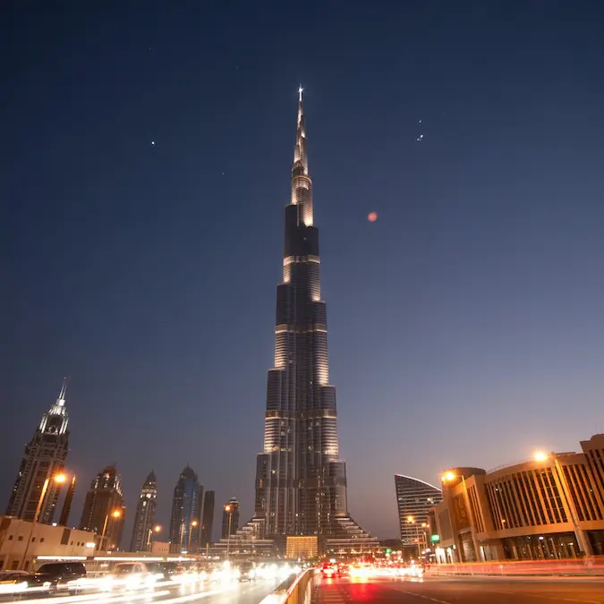 Burj Khalifa in the Dubai Night Sky