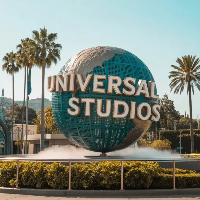 a photograph of the iconic dome at Universal Studios Hollywood